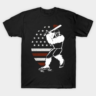 Bigfoot Baseball American Flag T-Shirt